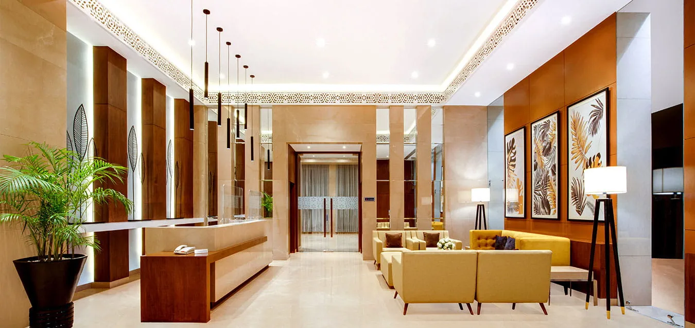 Lobby Reception at Hotel Aketa Dehradun — Elegant Welcome Area