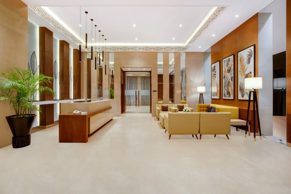 Hotel Lobby Lounge Seating Area — Hotel Aketa Dehradun
