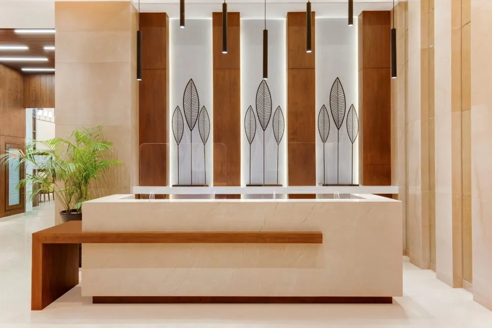 Reception Desk and Lounge Area — Hotel Aketa Dehradun