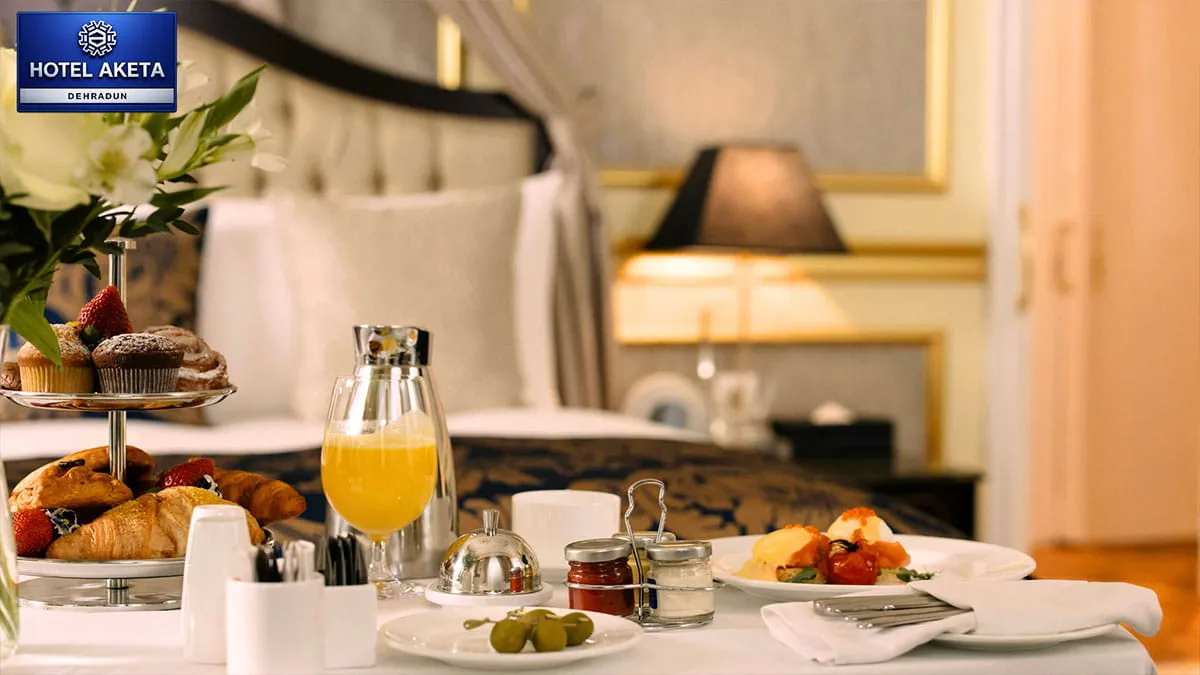 Luxury in-room breakfast experience at Hotel Aketa with elegant hotel interiors