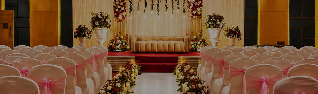 Fresh Floral Decoration with Theater seating for Wedding Ceremony at Hotel Aketa