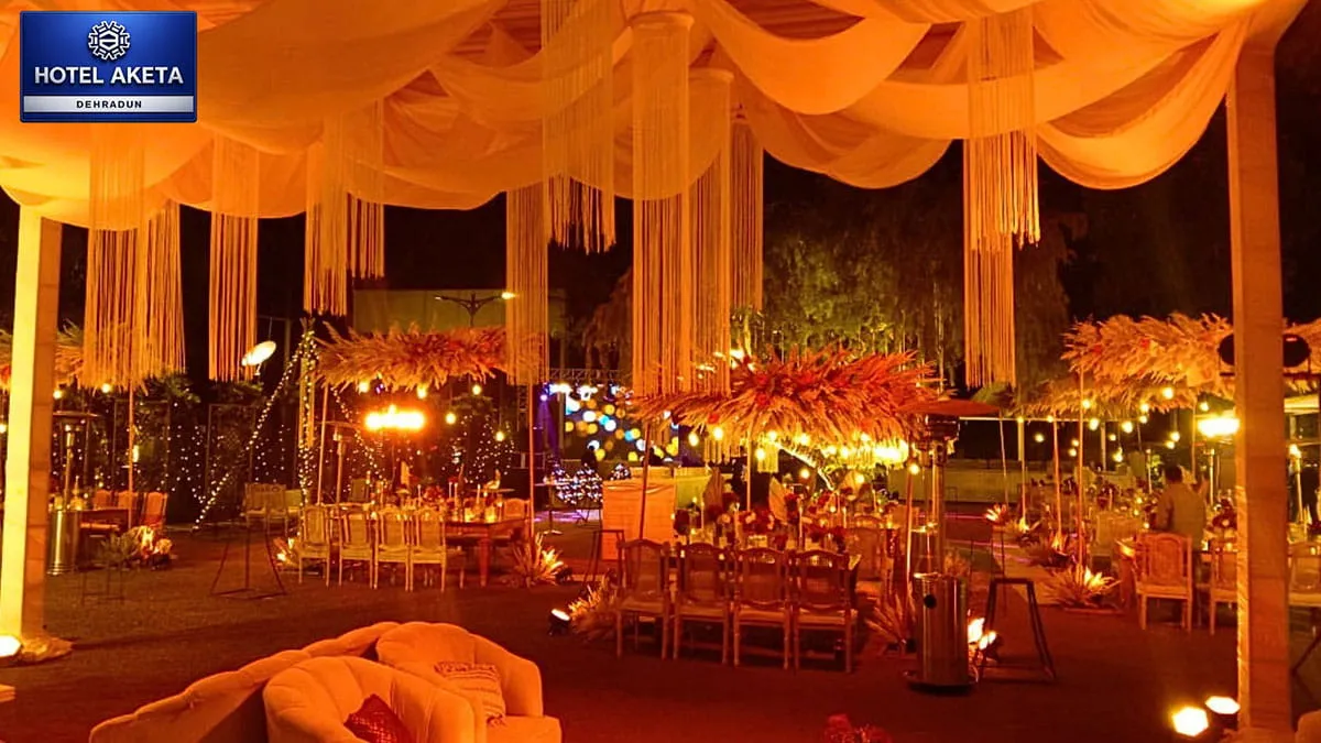Best wedding venue in Dehradun — Hotel Aketa Bottle-Brush Lawn